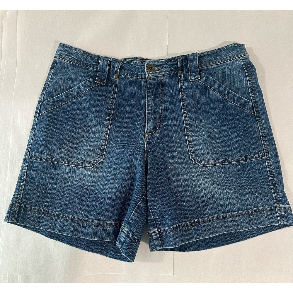 Faded Glory Y2K Vintage Blue Denim Mom Shorts Size 12 Stretch